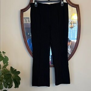Anthropologie Maeve Charcoal Striped Trousers Pull On Medium in EUC!!